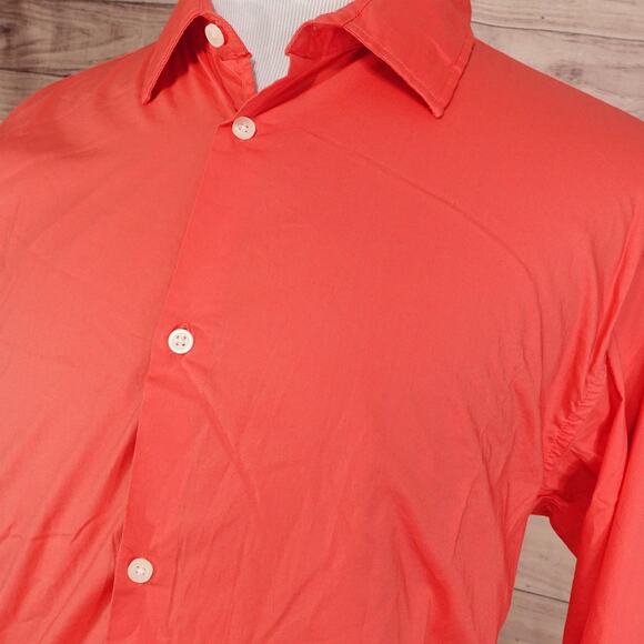 Scotch & Soda Shirt Mens 2XL Red Long Sleeve Button Up Stretch Casual Solid - Picture 2 of 9